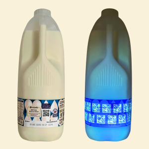 Packaging Traceability labels on ocado milk