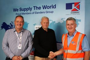 Barry Bown M with CEO Ged Garabini R and Lee Crank Director of Business Development L