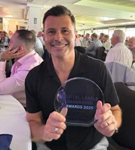 Eco Flexibles director Simon Buswell celebrates success at Digital Labels Packaging Awards